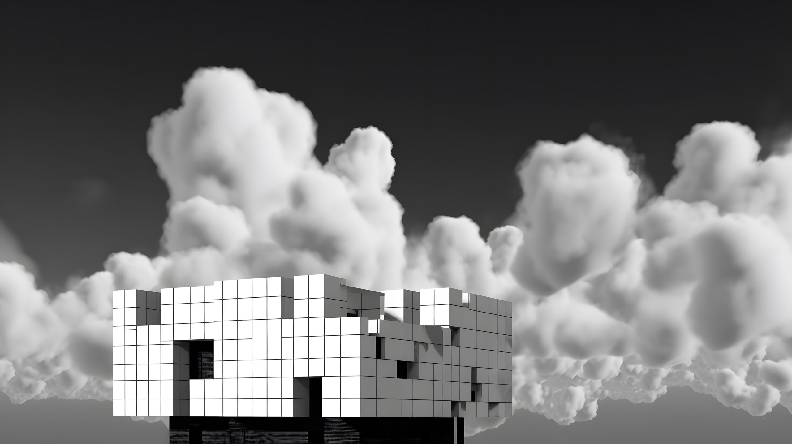 Black and white house with sky Generative AI, AI Generated